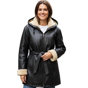 The  Connection New York Black Leather Sherpa Lined 2XL